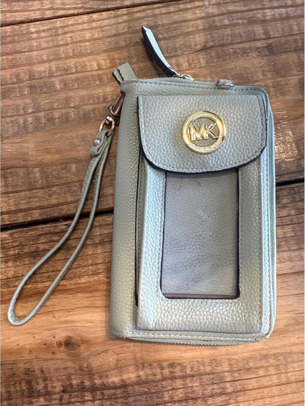Michael Kors Leather Wristlet Wallet with Cell phone window & Zip Pocket Ladies